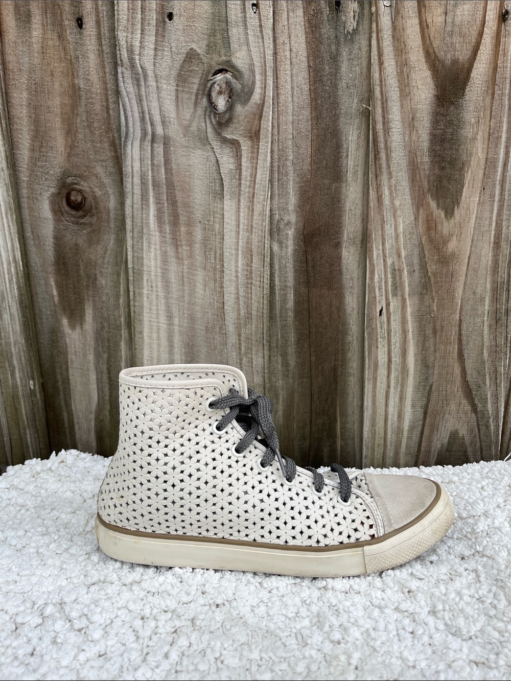 Tory Burch Laser Cut Leather High Top Sneaker